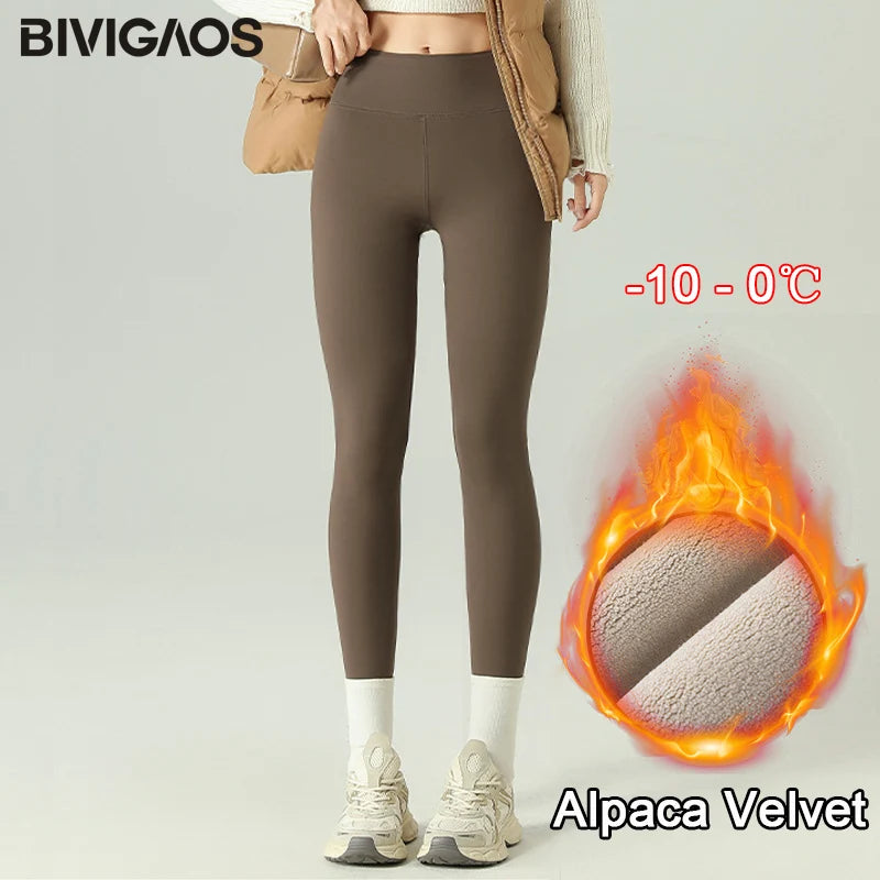 High Waist Velvet Sharkskin Leggings for Women