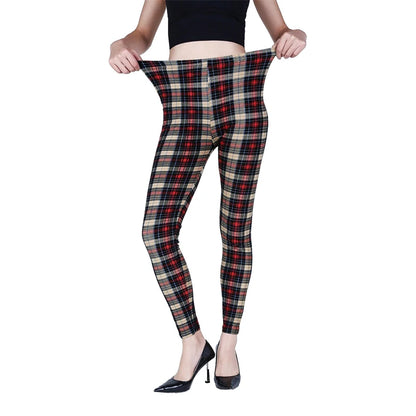 Khaki Plaid Womens Sports Leggings - Fitness Activewear for Women