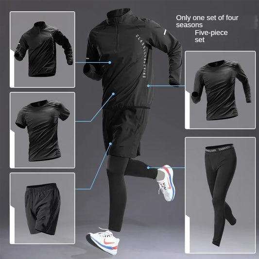 Mens Quick-Dry Long-Sleeve Sports Set - Autumn Running  Cycling Gym Wear