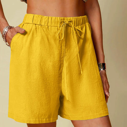 Womens Wide Leg Linen Shorts - Casual Quick Dry Loose Pants