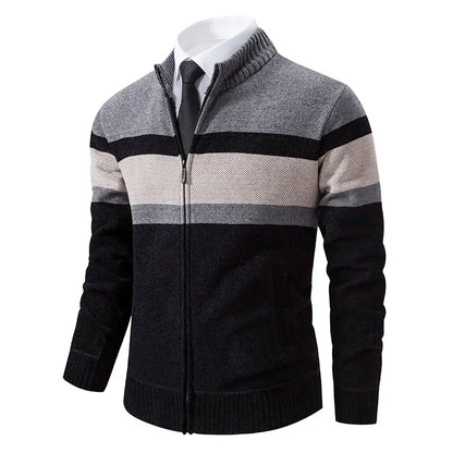 Elegant Slim Fit Zip-Up Golf Sweater Coat for Men