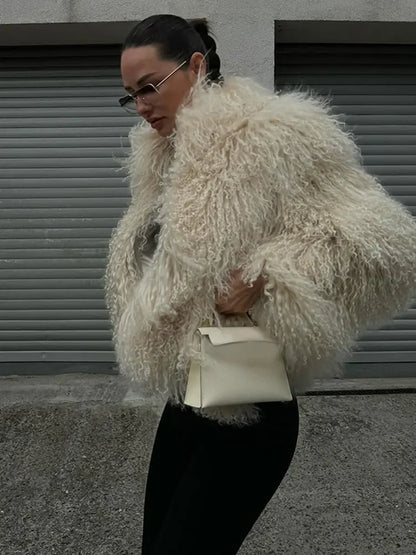 Womens Thick Faux Fur Jacket