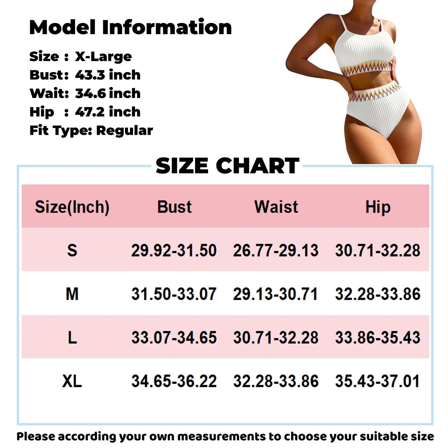 High Waist Color Block V-Neck Bikini Set for Women