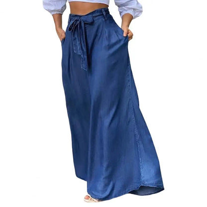 Chic Quick-Dry Womens Trousers - Loose Lace-Up Floor Length Pants