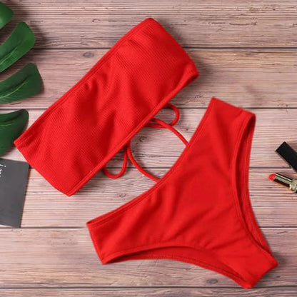 Womens Brazilian Tie Thong Swimsuit Set