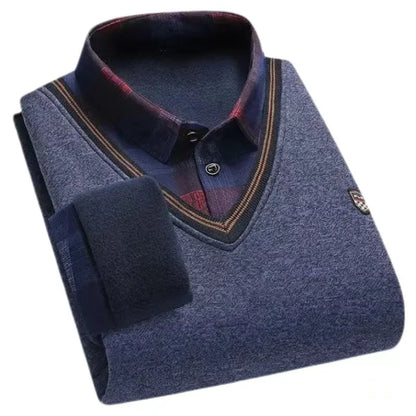 Mens Velvet-Lined Stand-Up Collar Sweater - Thickened Casual AutumnWinter Wear