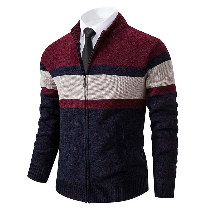 Elegant Slim Fit Zip-Up Golf Sweater Coat for Men