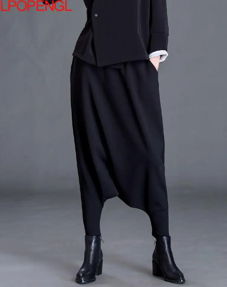 Womens Oversized Harem Pants - Loose Elastic Waist Trousers