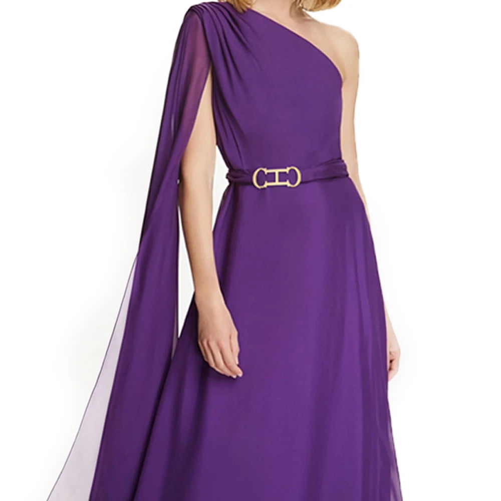 Elegant Slant Shoulder Maxi Dress - Formal Evening Dress for Prom  Party