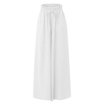 High Waist Wide Leg Pants - Casual Plus Size Summer Trousers