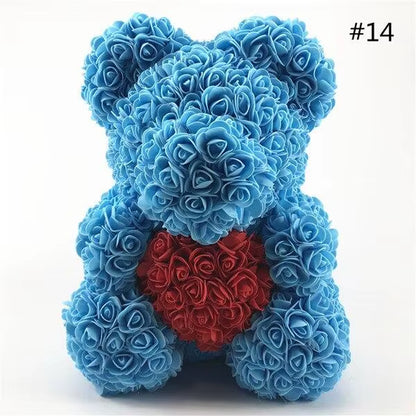 40Cm Rose Teddy Bear Flower Artificial Handmade Eternal Rose Bear Valentine'S Day Anniversary Bridal Baptism Wedding Mother'S Da